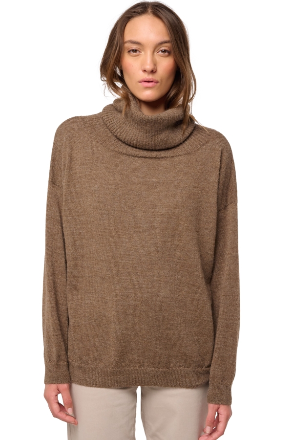 Baby Alpaca dames kasjmier pullover met kol tanis naturel 2xl